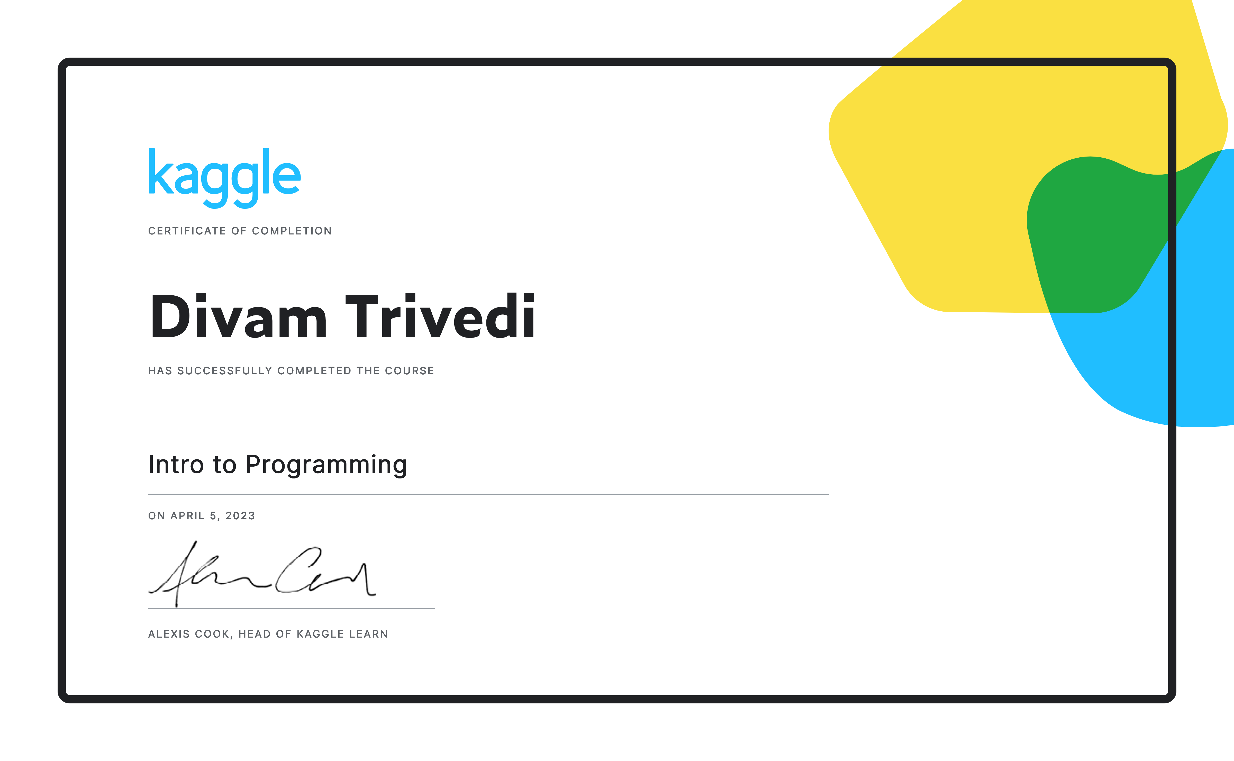 Divam Trivedi | Certifications
